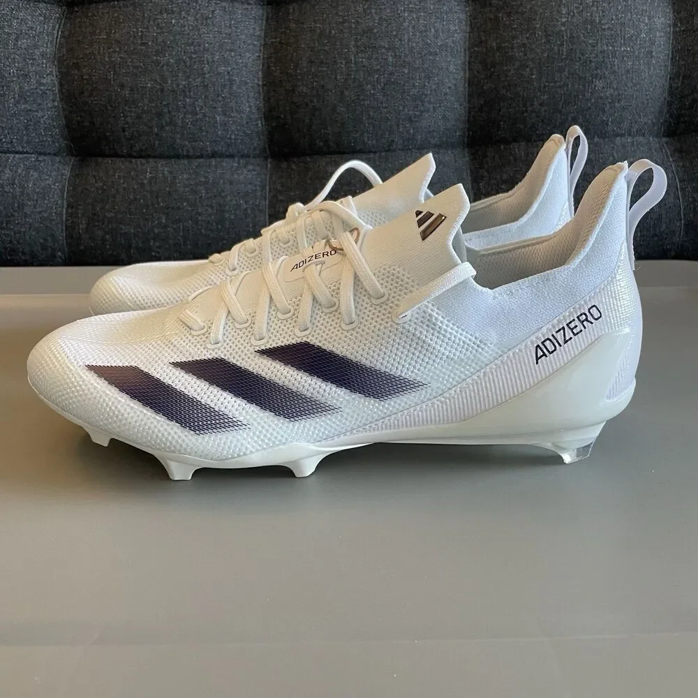 adidas Men’s Size 13 ADIZERO ELECTRIC+ FOOTBALL CLEATS White/Purple IH0537 NEW